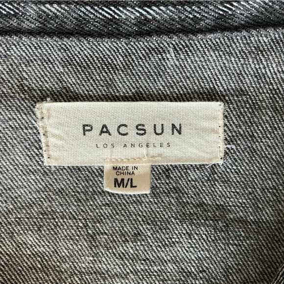 PacSun Cropped Vintage Wash Denim Striped Jacket M/L - Picture 4 of 13